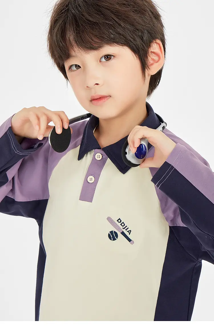 Duoduo Boys Polo T-Shirt Blue 2025 Spring Autumn — feature 20