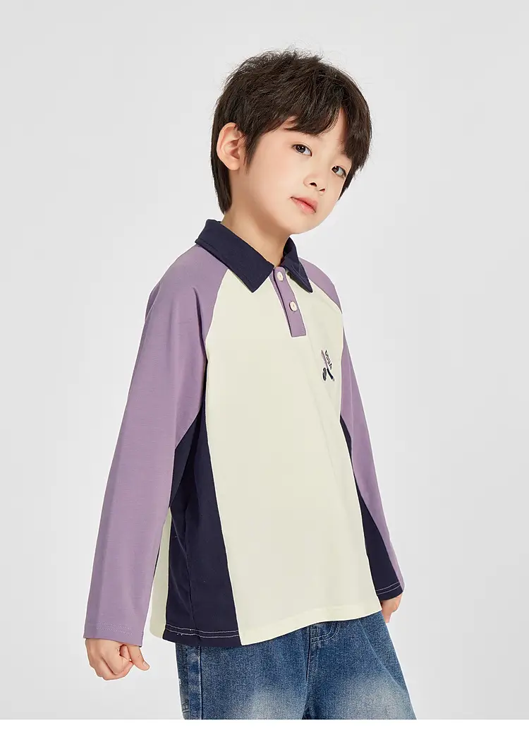 Duoduo Boys Polo T-Shirt Blue 2025 Spring Autumn — feature 21