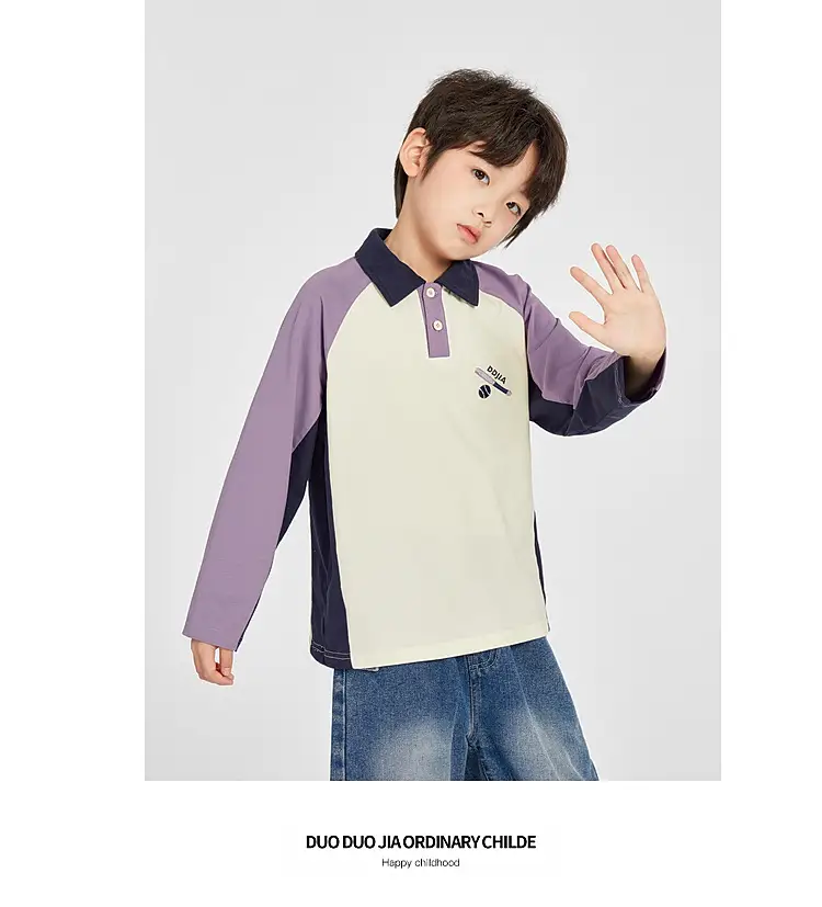 Duoduo Boys Polo T-Shirt Blue 2025 Spring Autumn — feature 22