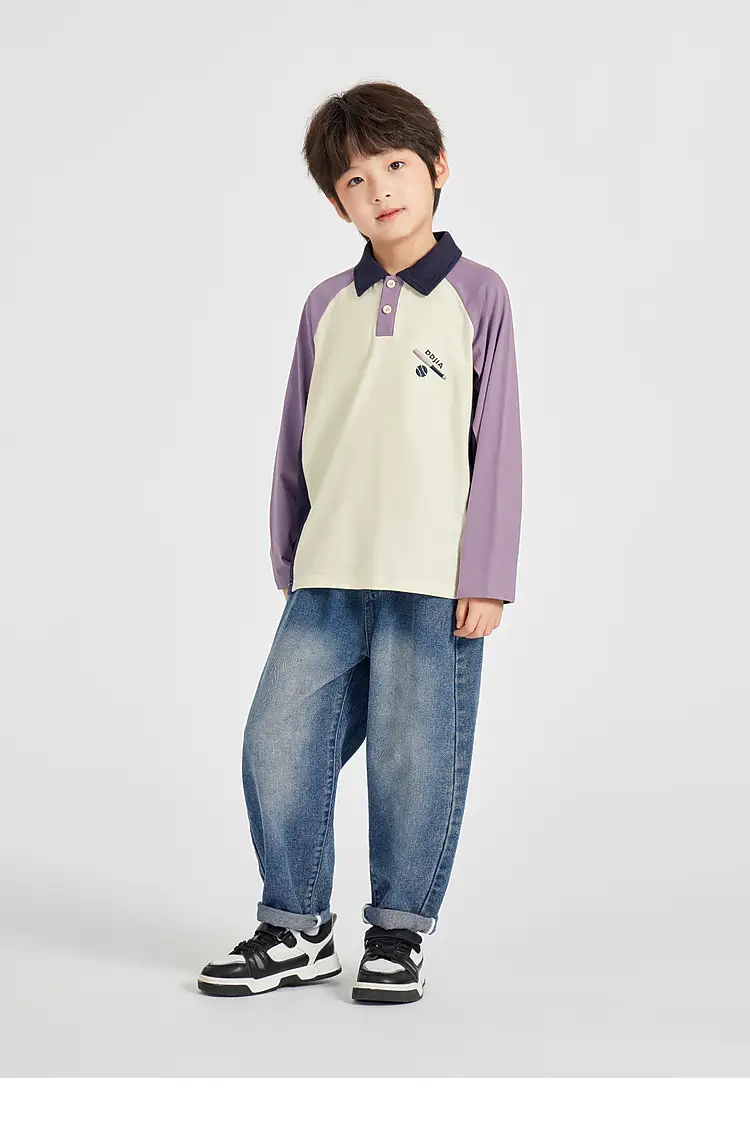 Duoduo Boys Polo T-Shirt Blue 2025 Spring Autumn — feature 23