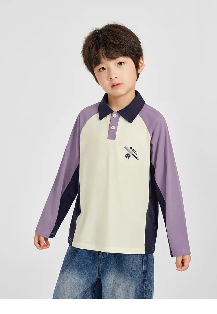 Duoduo Boys Polo T-Shirt Blue 2025 Spring Autumn — feature 24