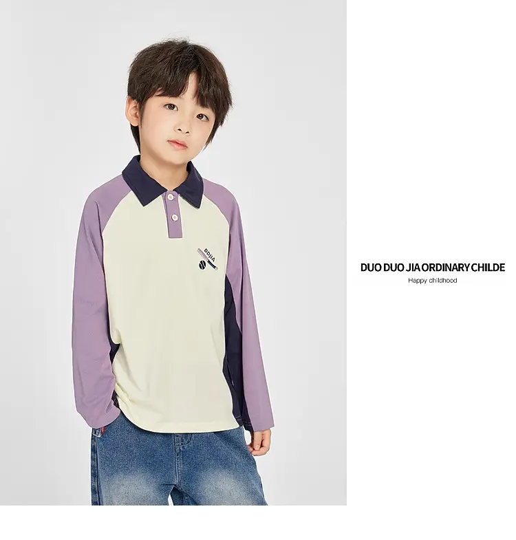 Duoduo Boys Polo T-Shirt Blue 2025 Spring Autumn — feature 25