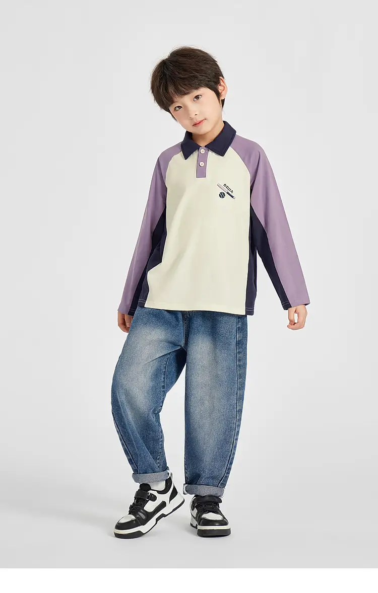 Duoduo Boys Polo T-Shirt Blue 2025 Spring Autumn — feature 26