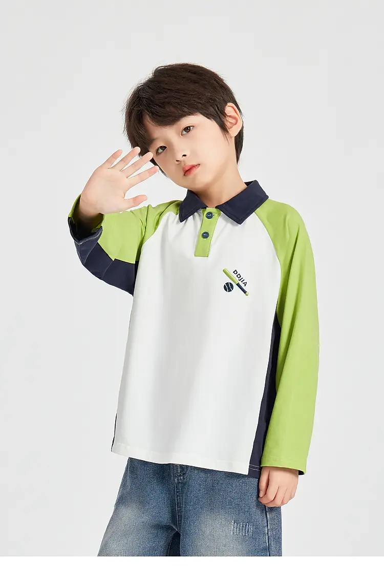 Duoduo Boys Polo T-Shirt Blue 2025 Spring Autumn — feature 27