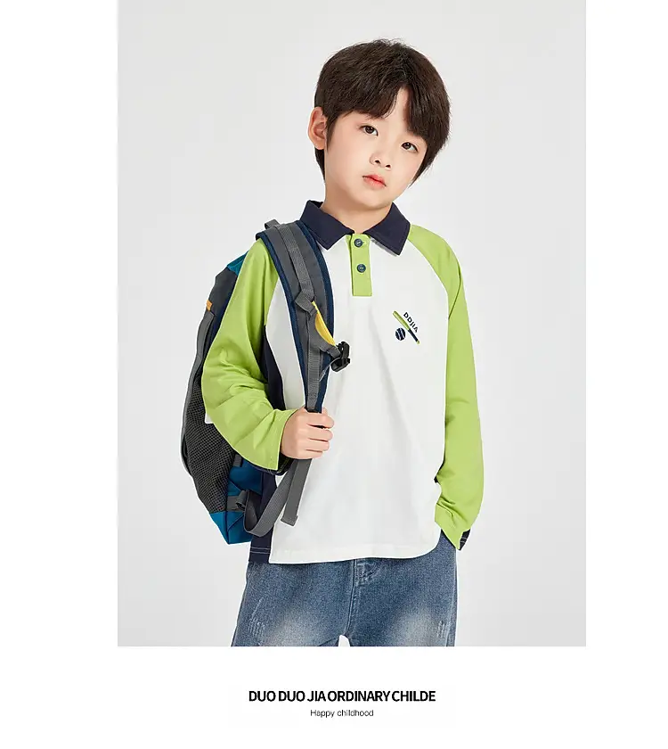 Duoduo Boys Polo T-Shirt Blue 2025 Spring Autumn — feature 28