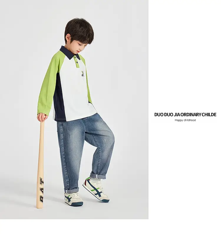Duoduo Boys Polo T-Shirt Blue 2025 Spring Autumn — feature 31