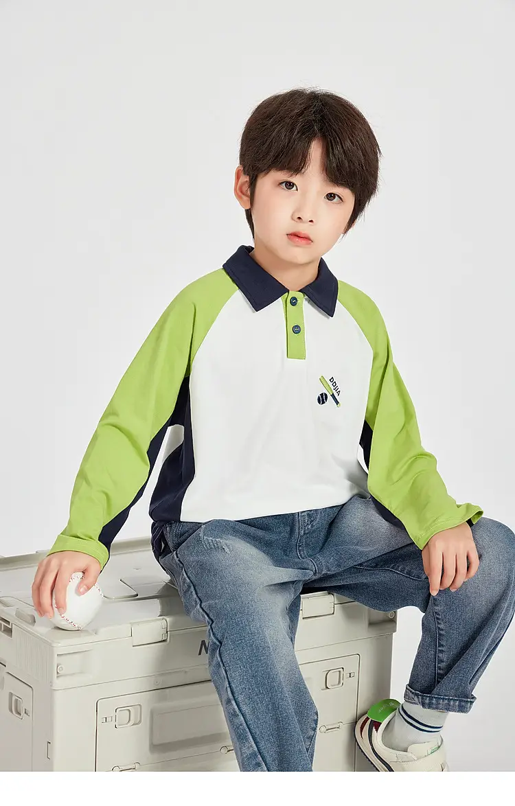 Duoduo Boys Polo T-Shirt Blue 2025 Spring Autumn — feature 32