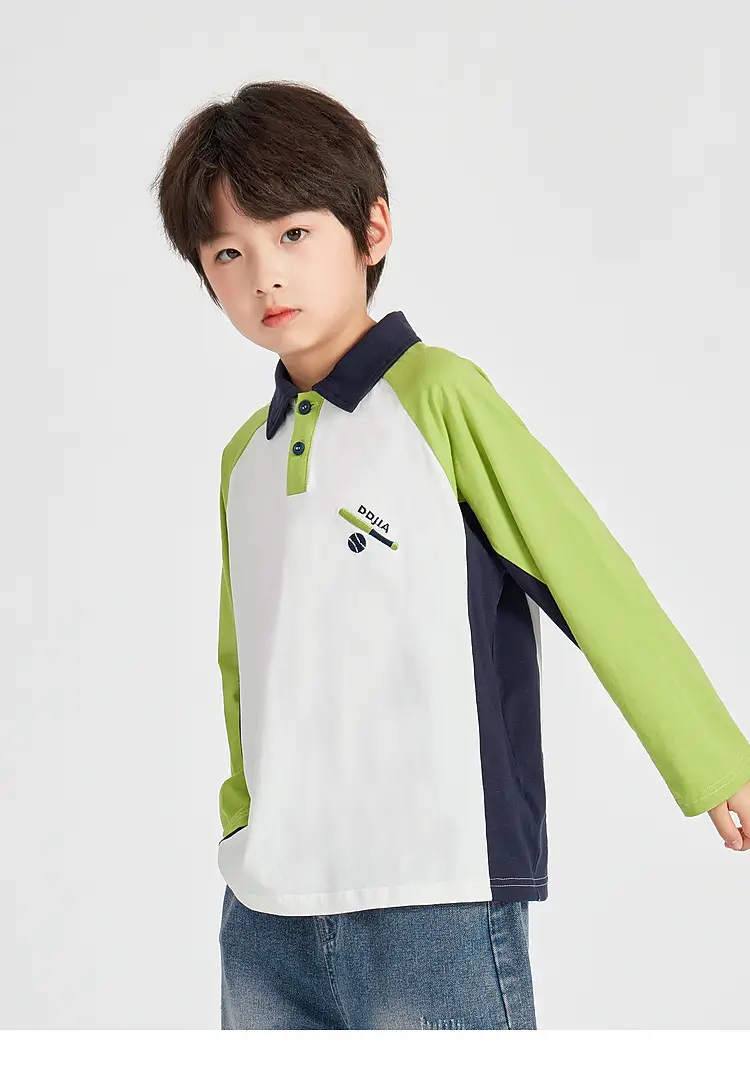 Duoduo Boys Polo T-Shirt Blue 2025 Spring Autumn — feature 33