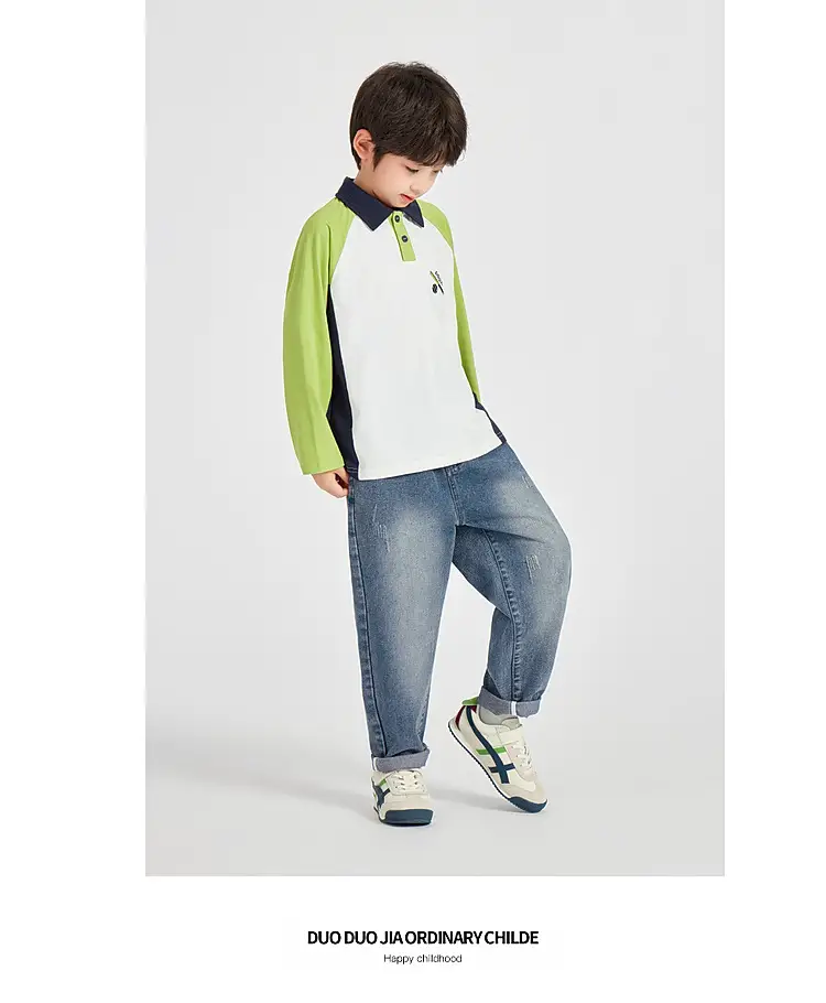 Duoduo Boys Polo T-Shirt Blue 2025 Spring Autumn — feature 34
