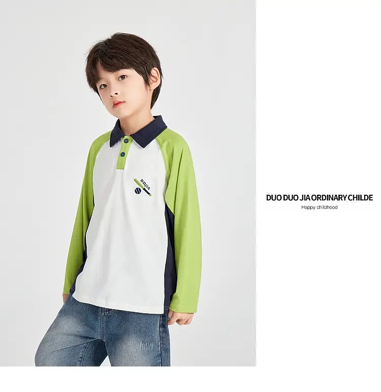 Duoduo Boys Polo T-Shirt Blue 2025 Spring Autumn — feature 37
