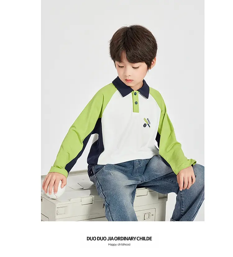 Duoduo Boys Polo T-Shirt Blue 2025 Spring Autumn — feature 39