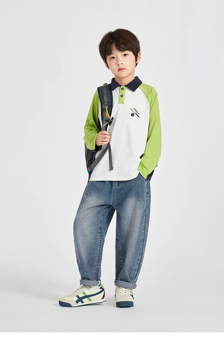 Duoduo Boys Polo T-Shirt Blue 2025 Spring Autumn — feature 40