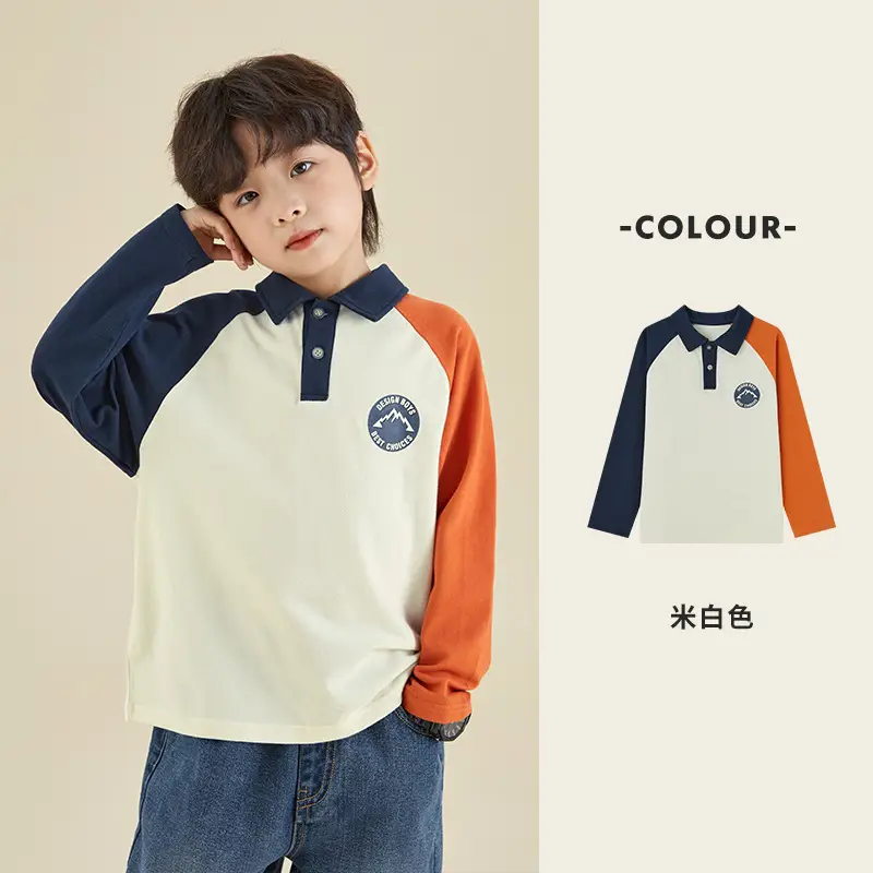 Duoduo Boys Polo T-Shirt Blue 2025 Spring Autumn