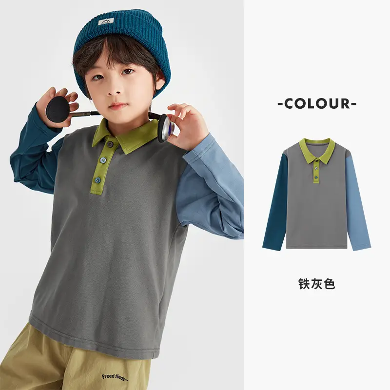 Duoduo Boys Polo T-Shirt Blue 2025 Spring Autumn