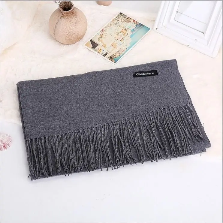 Cross-Border Popular Imitation Cashmere Autumn and Winter Scarf for Women, Red Solid Color, Warm Neck Protector, Neck Scarf, Shawl, Dual-Purpose Company Gift
