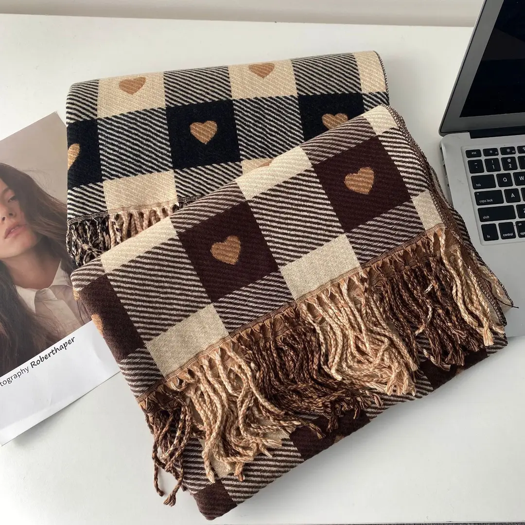 Cross-Border Popular Imitation Cashmere Autumn and Winter Scarf for Women, Red Solid Color, Warm Neck Protector, Neck Scarf, Shawl, Dual-Purpose Company Gift — feature 1