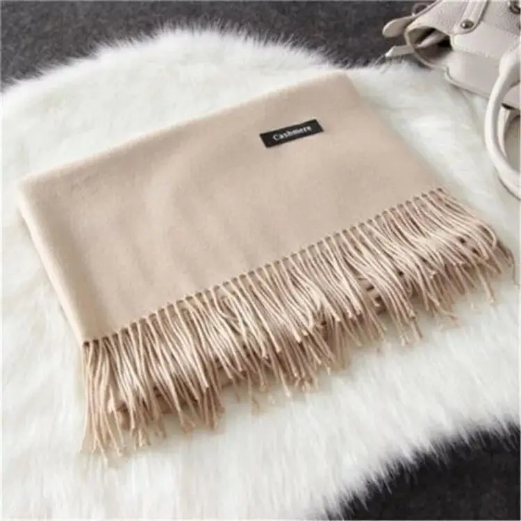 Cross-Border Popular Imitation Cashmere Autumn and Winter Scarf for Women, Red Solid Color, Warm Neck Protector, Neck Scarf, Shawl, Dual-Purpose Company Gift
