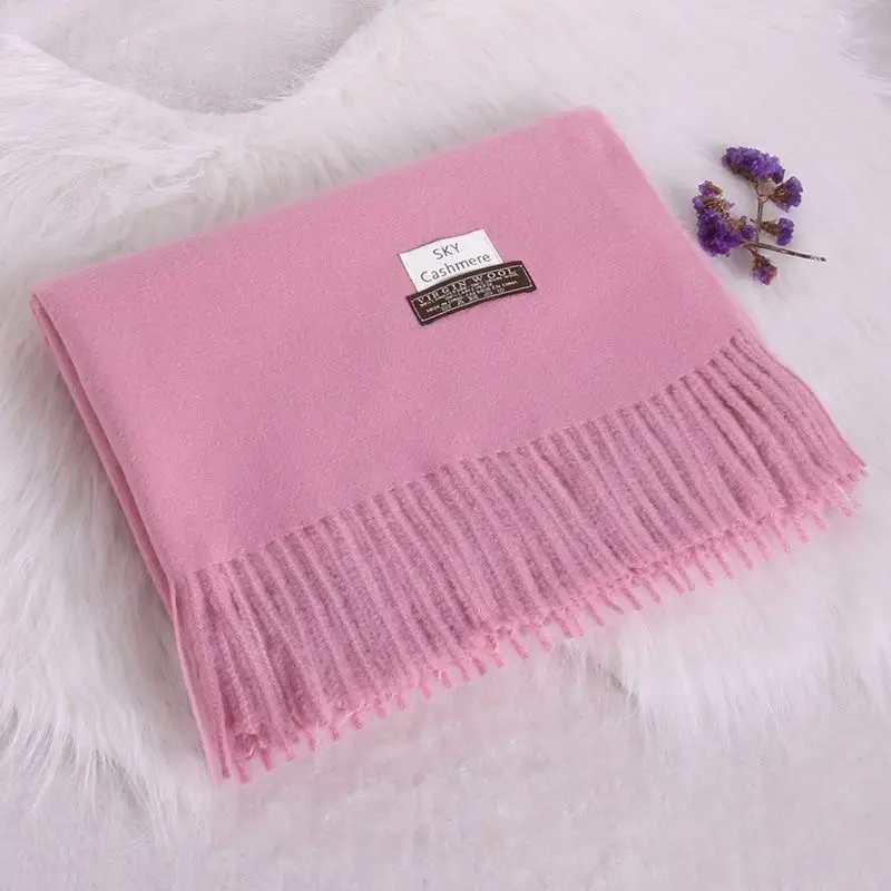 Cross-Border Popular Imitation Cashmere Autumn and Winter Scarf for Women, Red Solid Color, Warm Neck Protector, Neck Scarf, Shawl, Dual-Purpose Company Gift