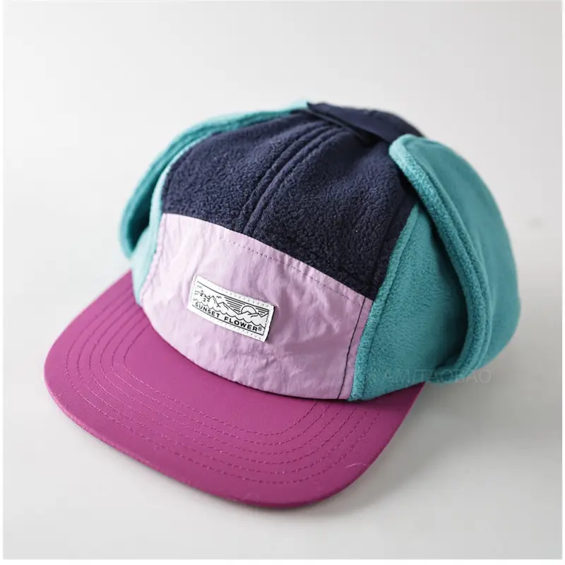 Men Winter Color Blocked Peaked Cap Hat - Image 5