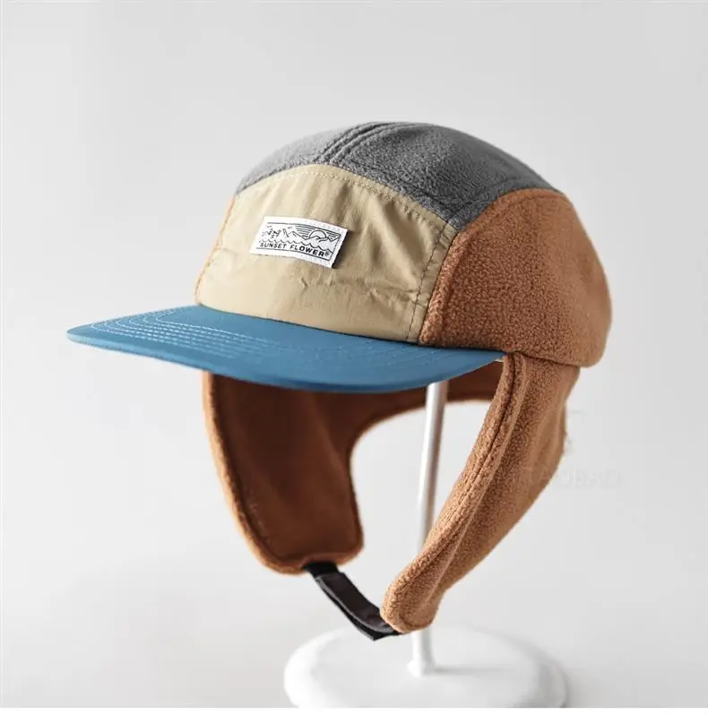 Men Winter Color Blocked Peaked Cap Hat — feature 1