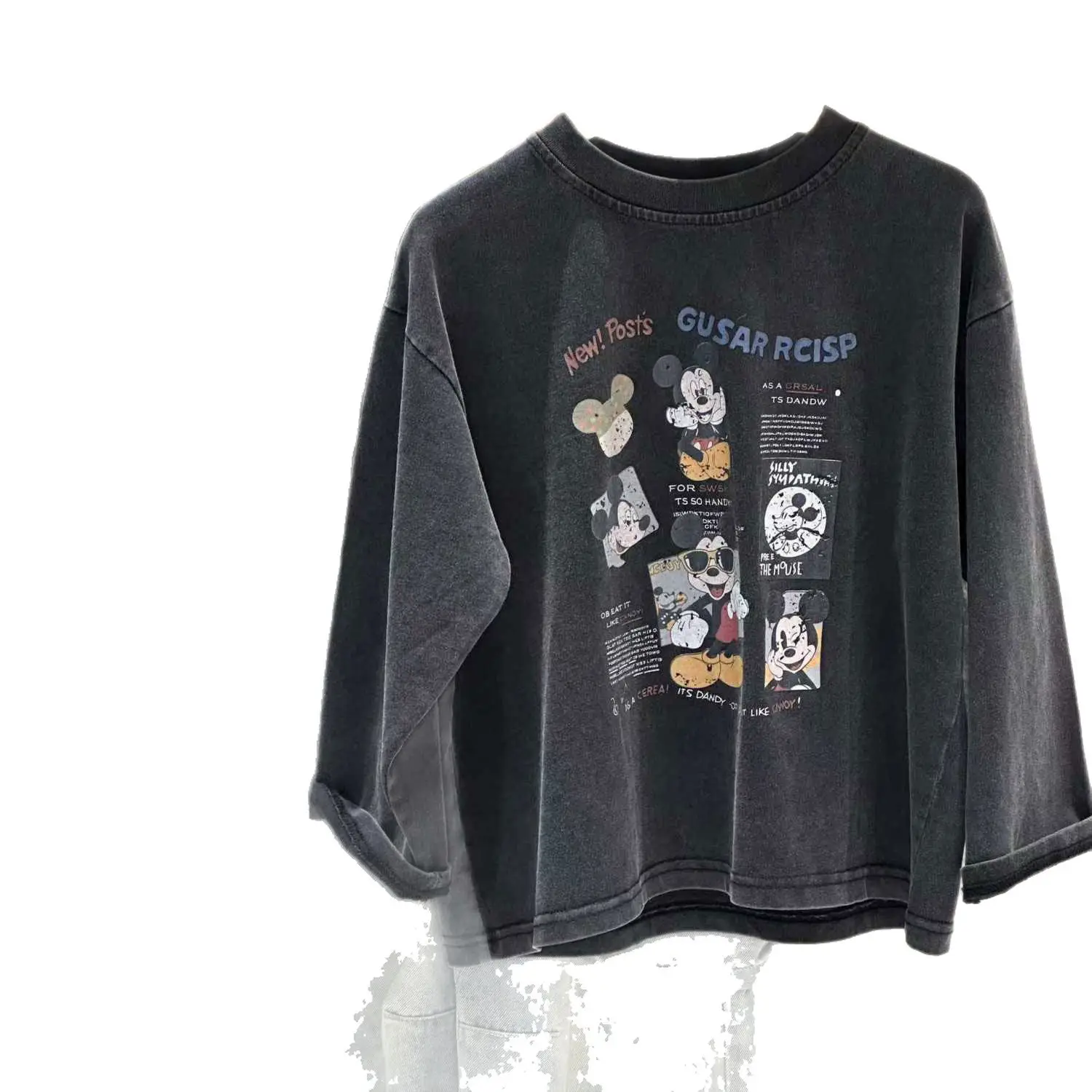 Kids Cartoon Printed Long Sleeve T-Shirt Black - Image 6