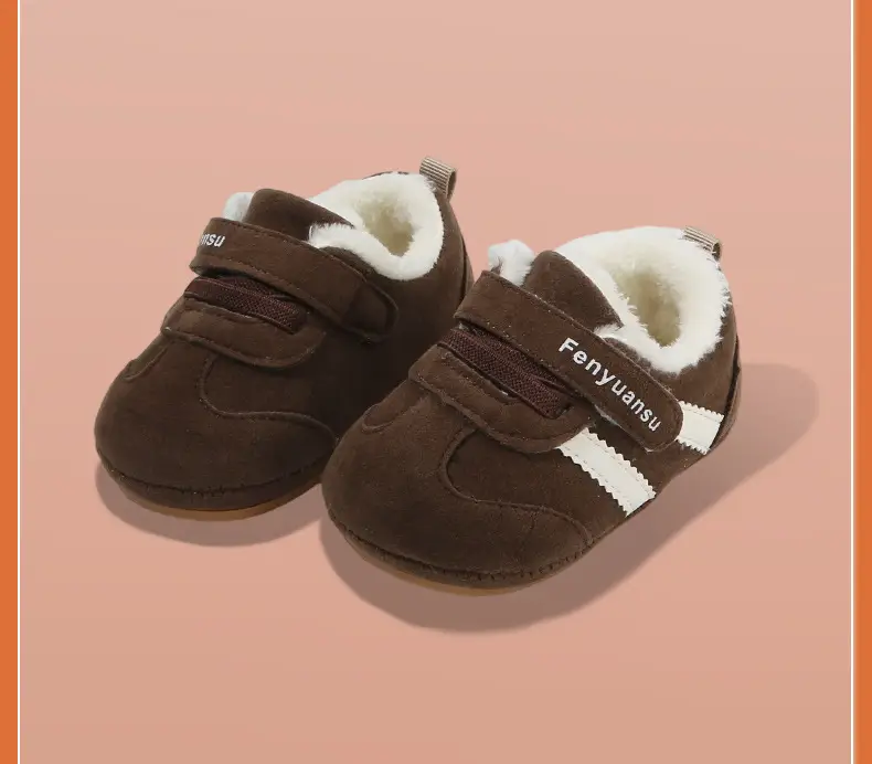 Winter Baby Shoes for Girls Brown Fleece Lined Toddler — feature 24