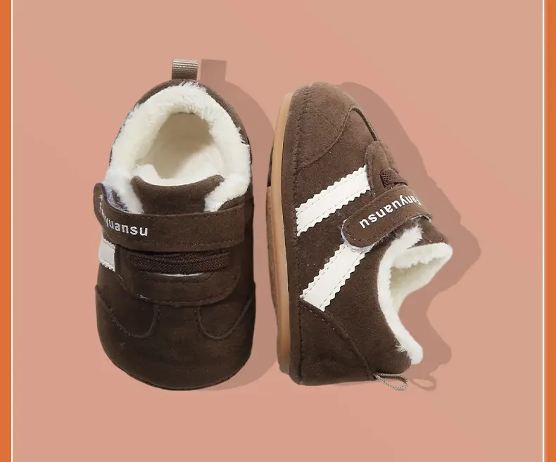 Winter Baby Shoes for Girls Brown Fleece Lined Toddler — feature 25