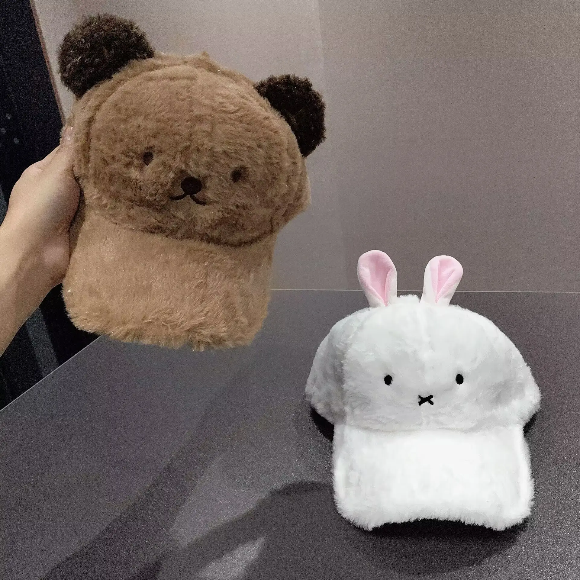 Plush Bear Cap for Women Face-Slimming Winter College Style — feature 1