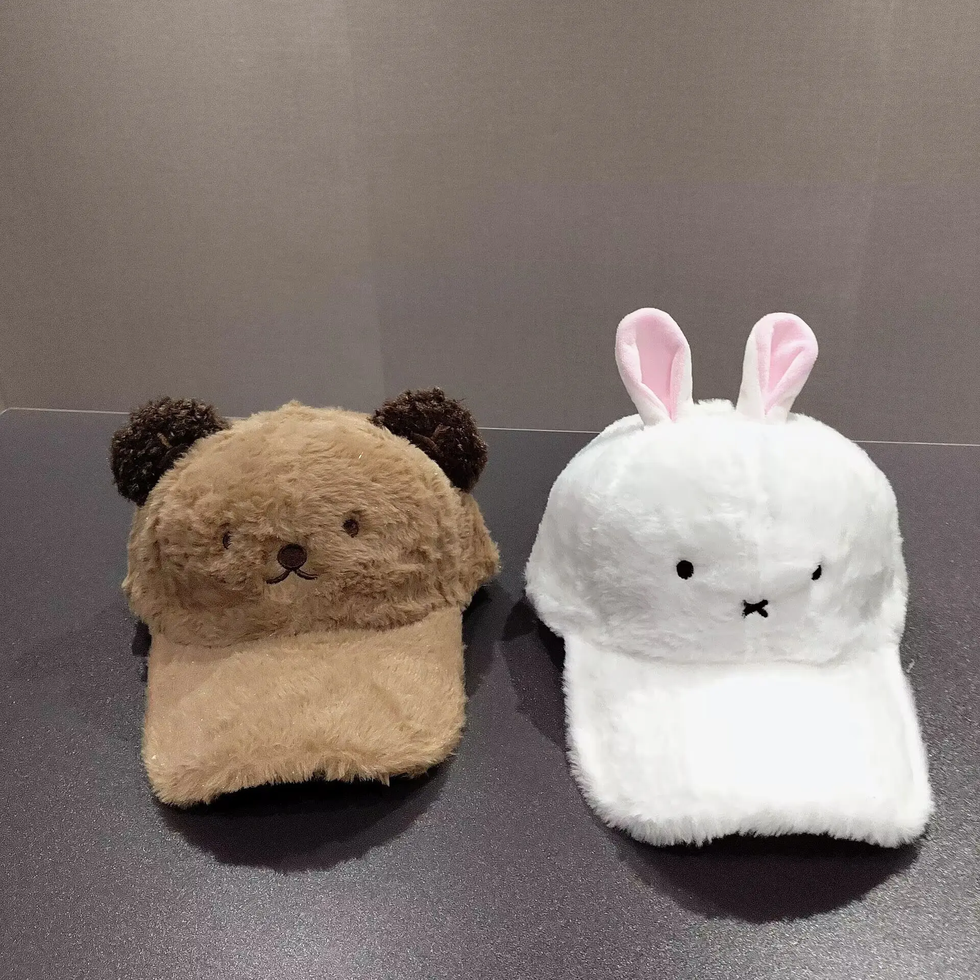 Plush Bear Cap for Women Face-Slimming Winter College Style — feature 2