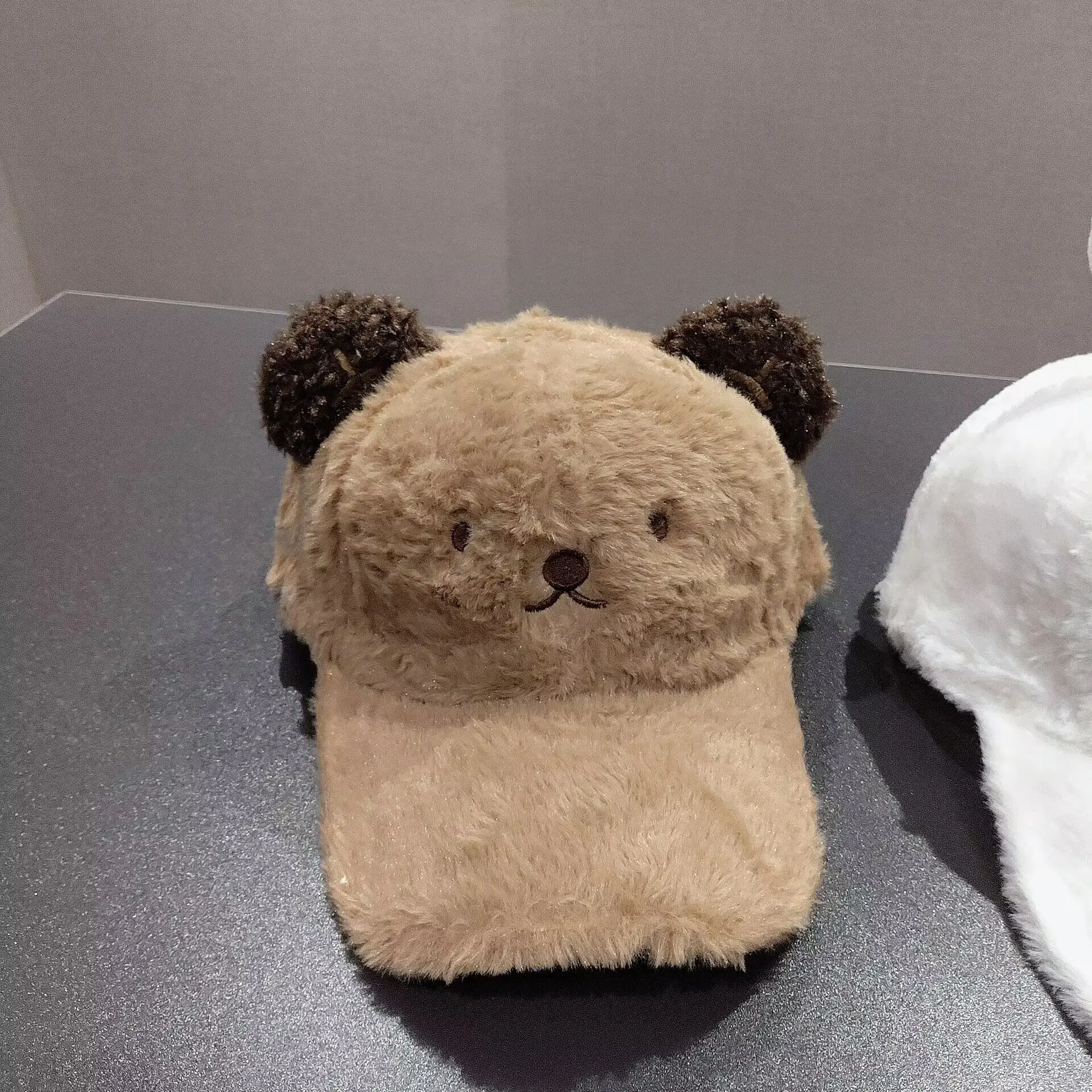 Plush Bear Cap for Women Face-Slimming Winter College Style — feature 3