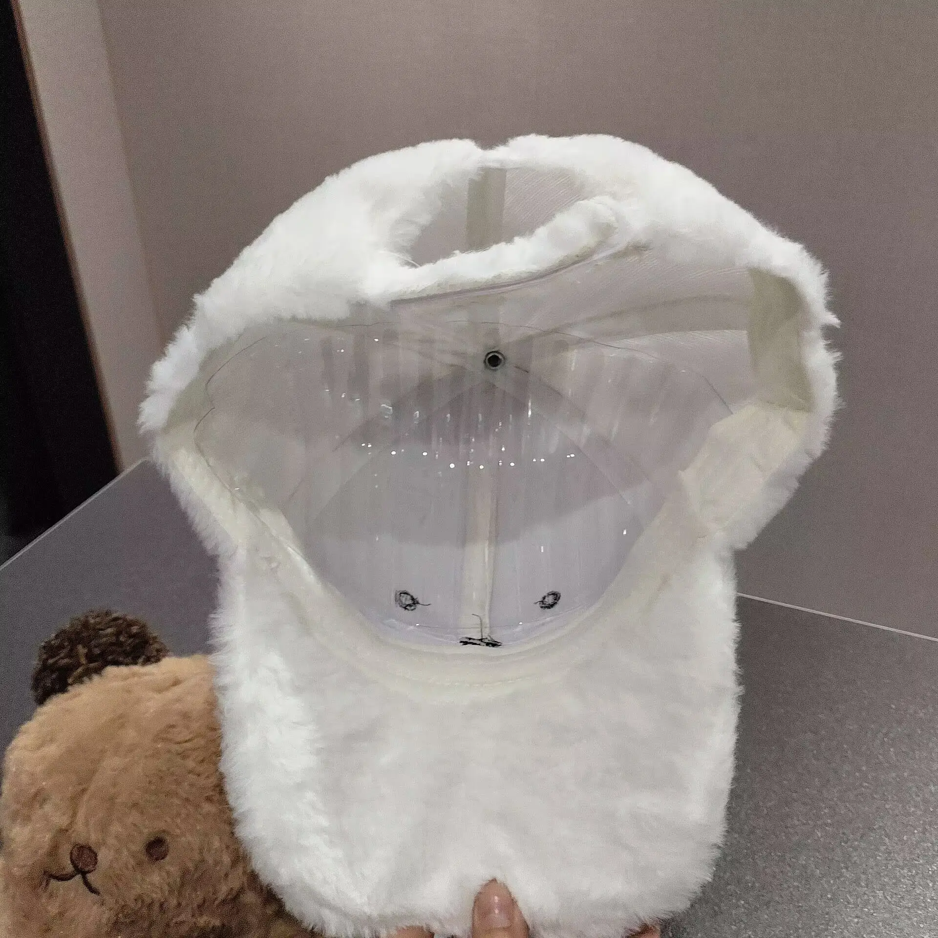 Plush Bear Cap for Women Face-Slimming Winter College Style — feature 6