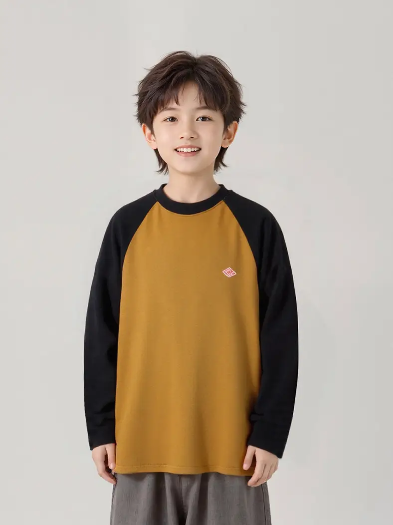 Long Sleeve T-Shirt for Boys Black Yellow Cotton - Image 4