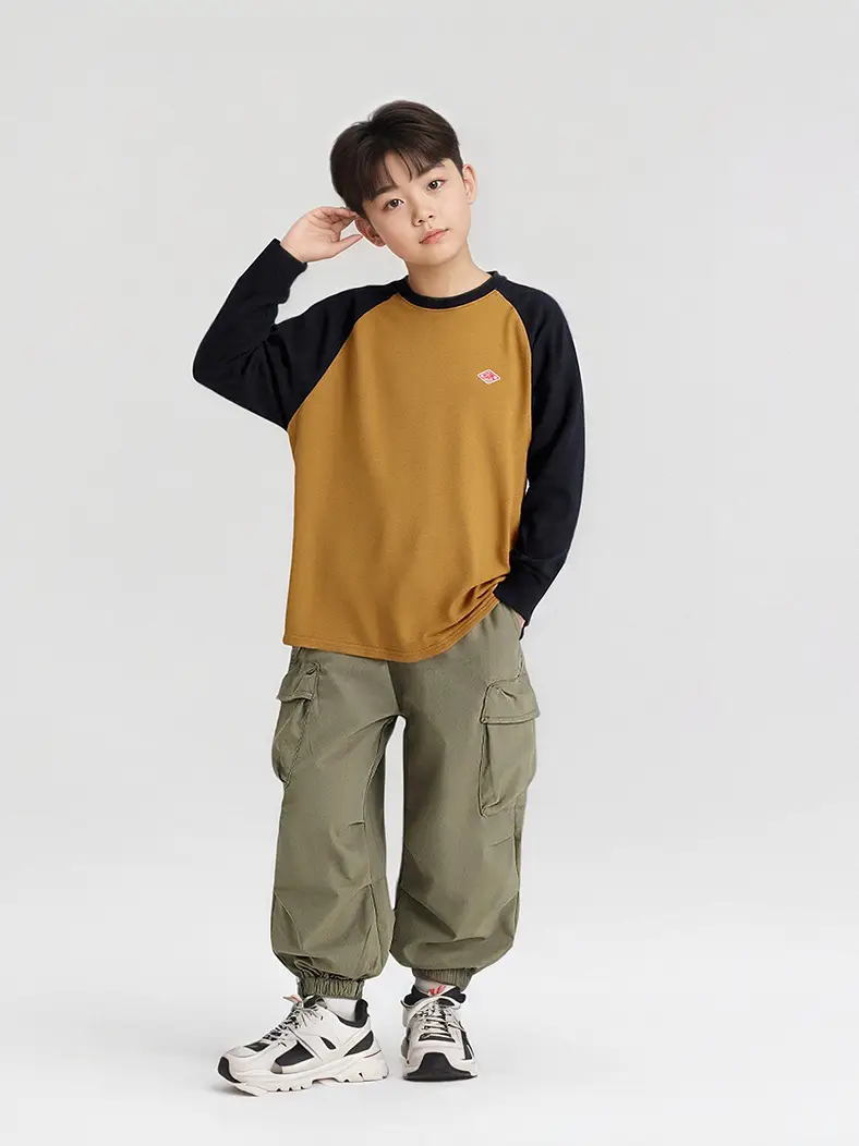 Long Sleeve T-Shirt for Boys Black Yellow Cotton - Image 5