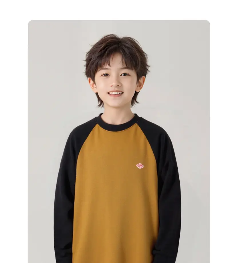 Long Sleeve T-Shirt for Boys Black Yellow Cotton — feature 2