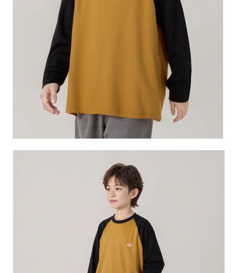 Long Sleeve T-Shirt for Boys Black Yellow Cotton — feature 6