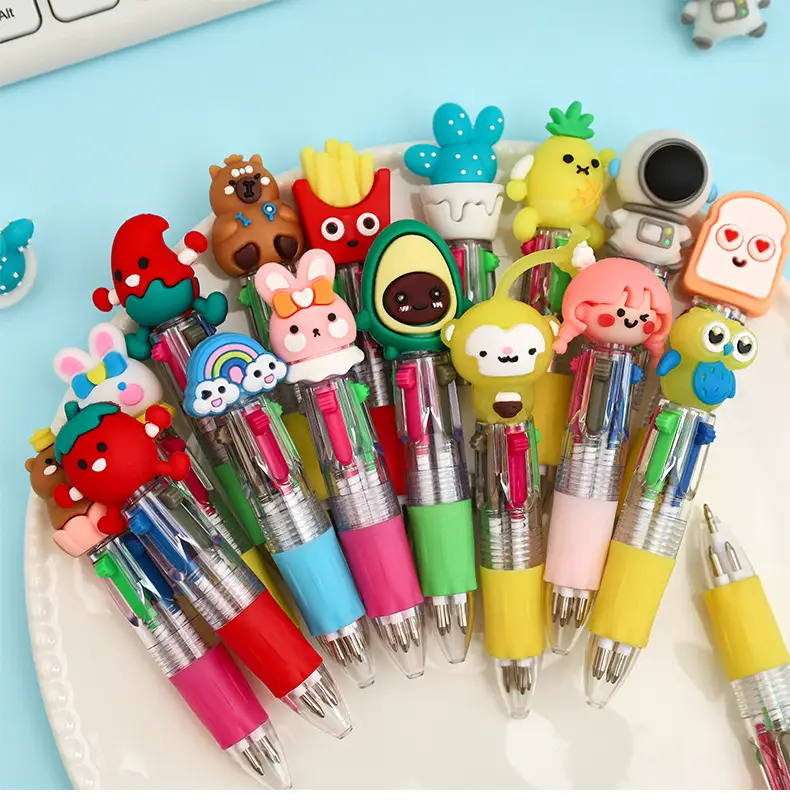 Creative Four-Color Mini Ballpoint Pen Cartoon High-Value Soft Grip Pen Cute Student Marking Pen Stationery Wholesale — feature 10