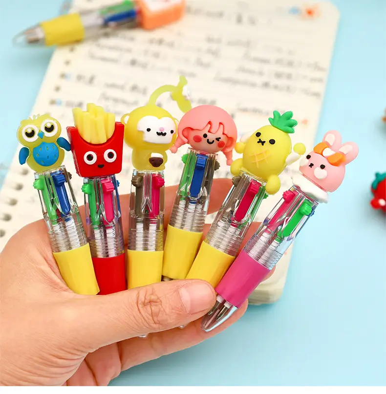 Creative Four-Color Mini Ballpoint Pen Cartoon High-Value Soft Grip Pen Cute Student Marking Pen Stationery Wholesale — feature 12