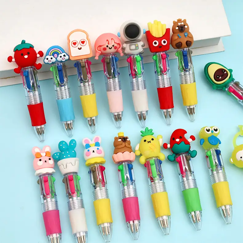 Creative Four-Color Mini Ballpoint Pen Cartoon High-Value Soft Grip Pen Cute Student Marking Pen Stationery Wholesale — feature 13