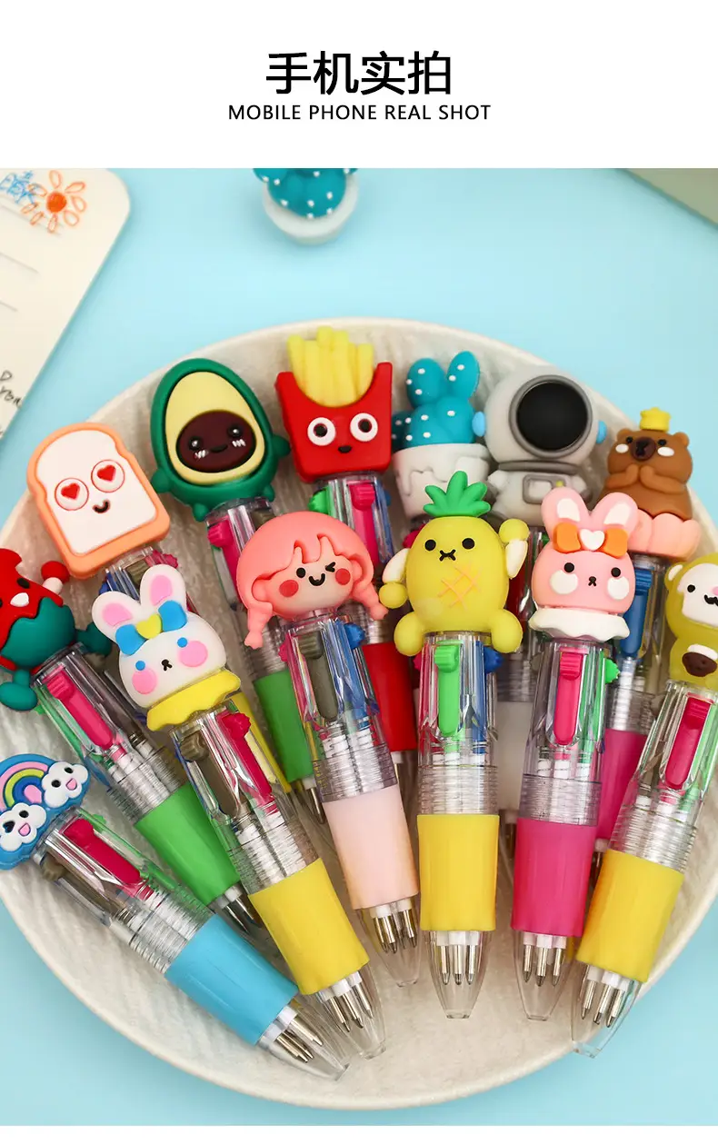 Creative Four-Color Mini Ballpoint Pen Cartoon High-Value Soft Grip Pen Cute Student Marking Pen Stationery Wholesale — feature 14