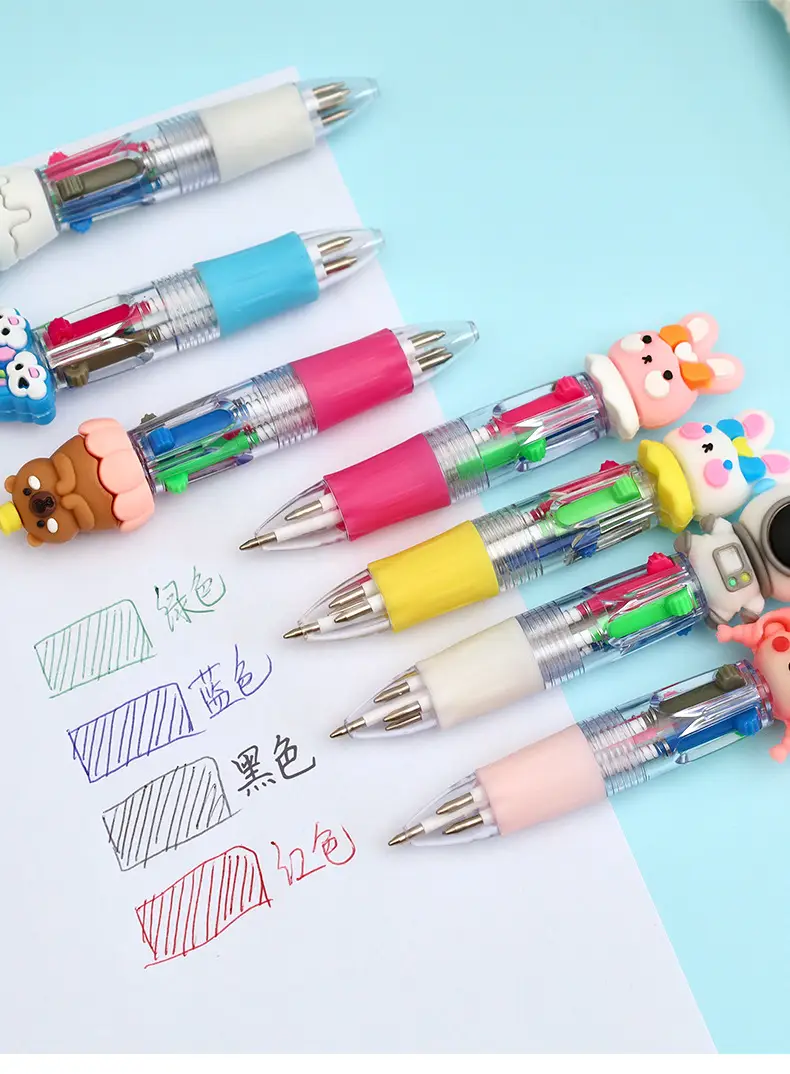 Creative Four-Color Mini Ballpoint Pen Cartoon High-Value Soft Grip Pen Cute Student Marking Pen Stationery Wholesale — feature 15