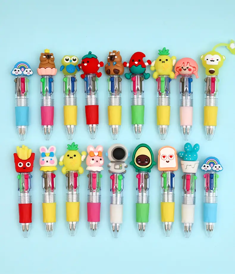 Creative Four-Color Mini Ballpoint Pen Cartoon High-Value Soft Grip Pen Cute Student Marking Pen Stationery Wholesale — feature 16