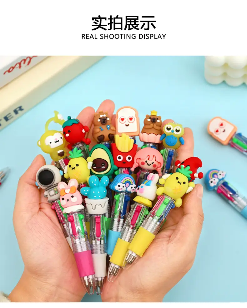Creative Four-Color Mini Ballpoint Pen Cartoon High-Value Soft Grip Pen Cute Student Marking Pen Stationery Wholesale — feature 9