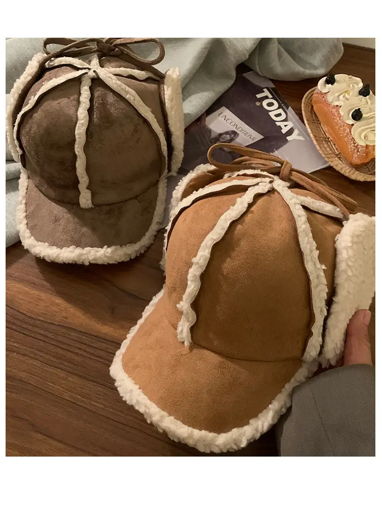 Women Suede Winter Hat with Embroidered Bow — feature 10