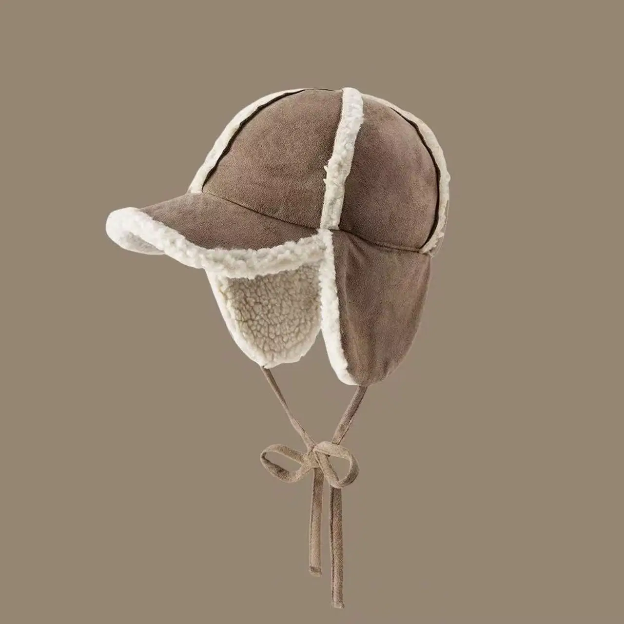 Women Suede Winter Hat with Embroidered Bow - Image 3
