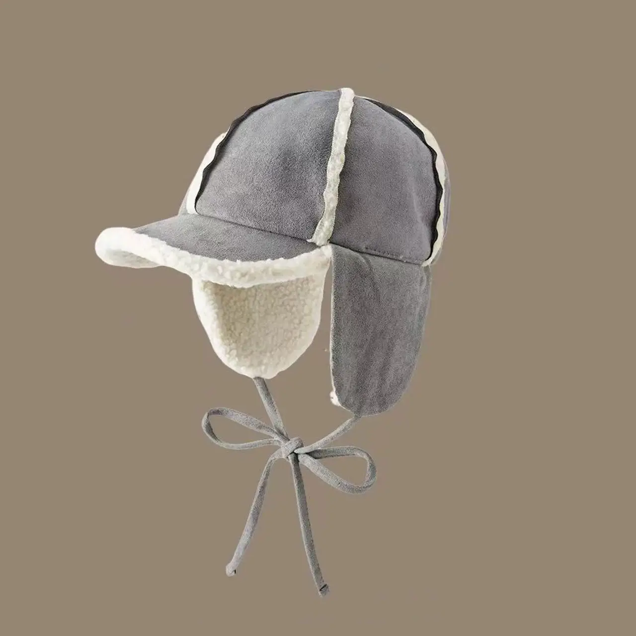 Women Suede Winter Hat with Embroidered Bow - Image 4