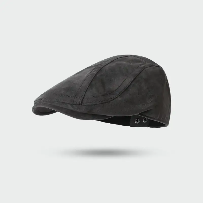 Black Retro Suede Beret Hat for Women Men — feature 2