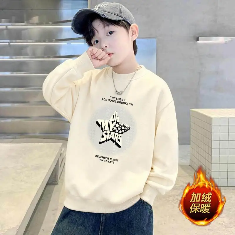 Children's Green Velvet Letter Print Sweatshirt Long Sleeve — feature 6