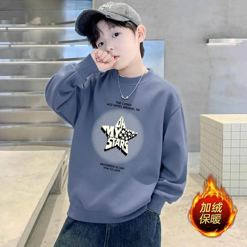 Children's Green Velvet Letter Print Sweatshirt Long Sleeve — feature 9