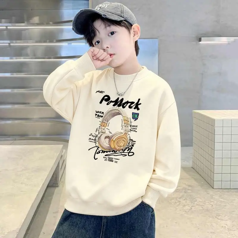 Children's Green Velvet Letter Print Sweatshirt Long Sleeve - Image 12