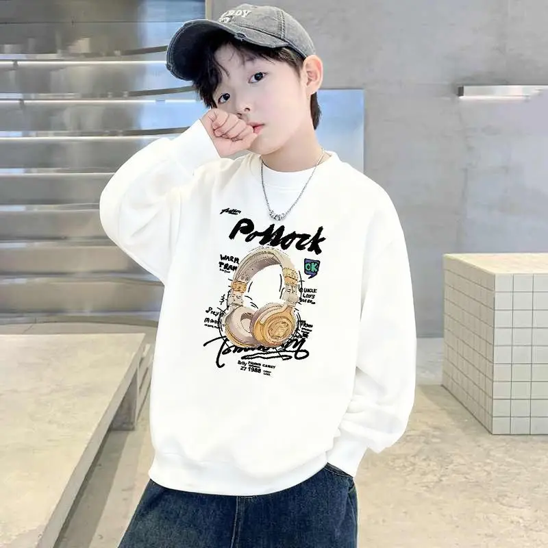 Children's Green Velvet Letter Print Sweatshirt Long Sleeve - Image 18